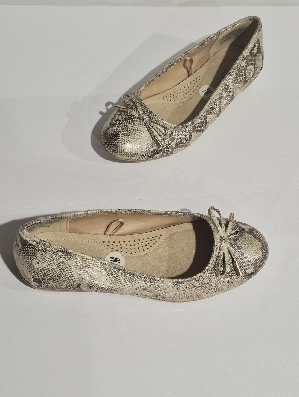 London Fog Metallic Snake-Print Slip-On Ballet Flats - Neutral Size 7M